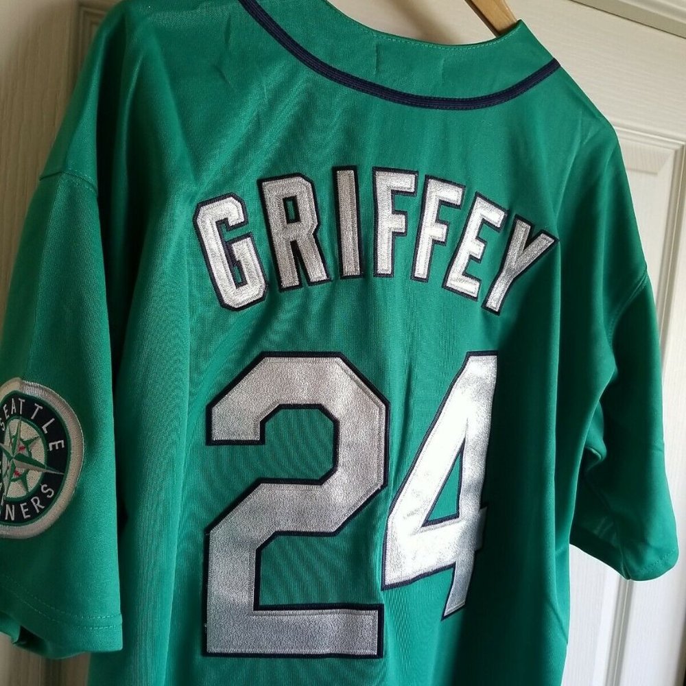 KEN GRIFFEY JR SEATTLE MARINERS GREEN RETRO THROWBACK JERSEY - Picture 5 of 11